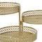 20" Gold Metal Curved Folding 3 Tier Plantstand with Floral & Scroll Patterns
